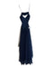 Fame & Partners Size 2 Navy Polyester Spaghetti Strap Open Back slit Gown Navy / 2