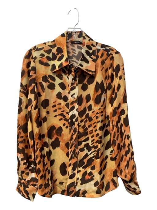 Carlisle Size 6 Brown, Yellow & Orange Silk Animal Print Long Sleeve Top Brown, Yellow & Orange / 6