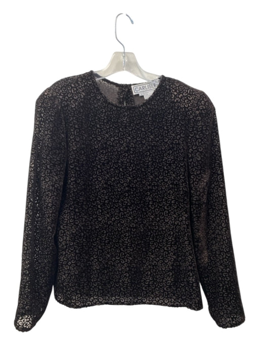 Carlisle Size M Black & Bronze Silk Blend Long Sleeve High Neck Ribbed Knit Top Black & Bronze / M