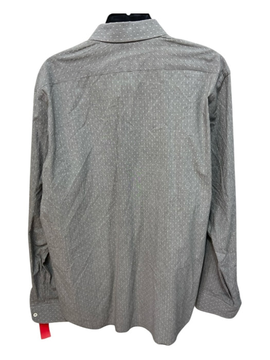 Billy Reid Size XL Gray & White Cotton Dots Button Down Men's Long Sleeve Shirt XL