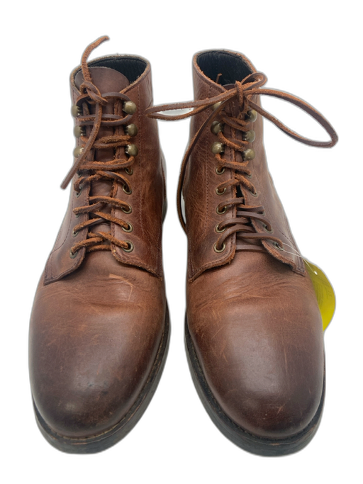 Rhodes Size 12 Brown Leather Solid Boot Lace Up Men's Long Sleeve Shirt Brown / 12