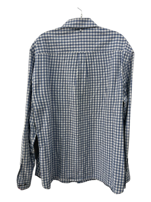 Elie Tahari Size Est XL Blue & Gray Cotton Plaid Button Down Long Sleeve Shirt Est XL