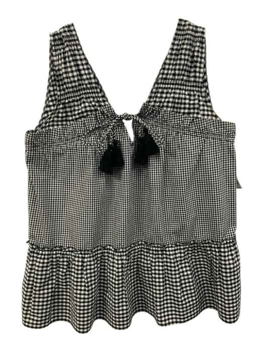 Derek Lam 10 Crosby Size 4 White & Black Cotton Gingham V Neck Sleeveless Top White & Black / 4