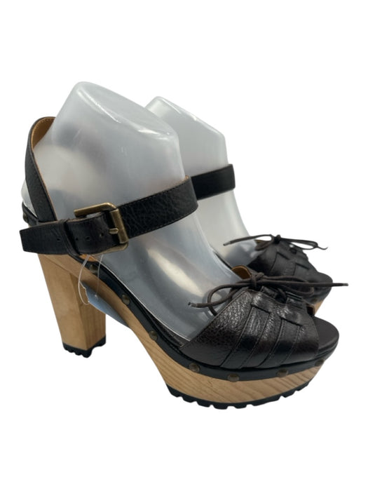 Polo Ralph Lauren Shoe Size 41 Brown & Tan Leather & Wood Platform Sandals Brown & Tan / 41
