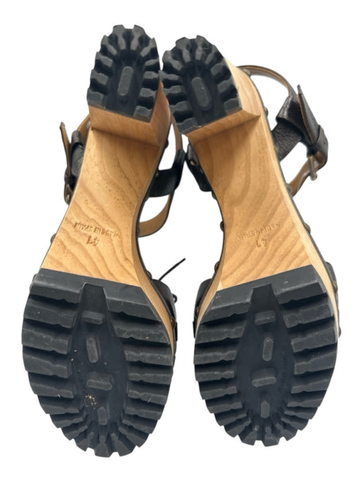 Polo Ralph Lauren Shoe Size 41 Brown & Tan Leather & Wood Platform Sandals Brown & Tan / 41