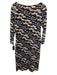 Tory Burch Size M Navy & white Wool Long Sleeve Horses & Dogs Midi Dress Navy & white / M