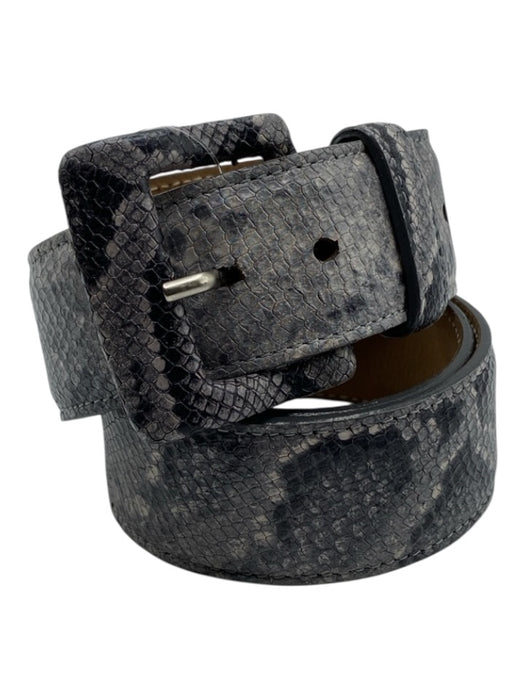 Streets Ahead Dark Gray & Gray Leather Snake Embossed Buckle Belts Dark Gray & Gray / S
