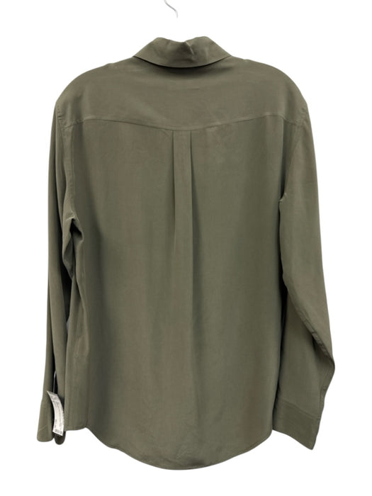 Equipment Size S Green Silk Long Sleeve Button Front Top Green / S