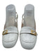 Fendi Shoe Size 38.5 White Embossed Leather Square Toe Gold Logo Slingback Pumps White / 38.5