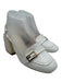 Fendi Shoe Size 38.5 White Embossed Leather Square Toe Gold Logo Slingback Pumps White / 38.5
