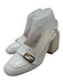 Fendi Shoe Size 38.5 White Embossed Leather Square Toe Gold Logo Slingback Pumps White / 38.5