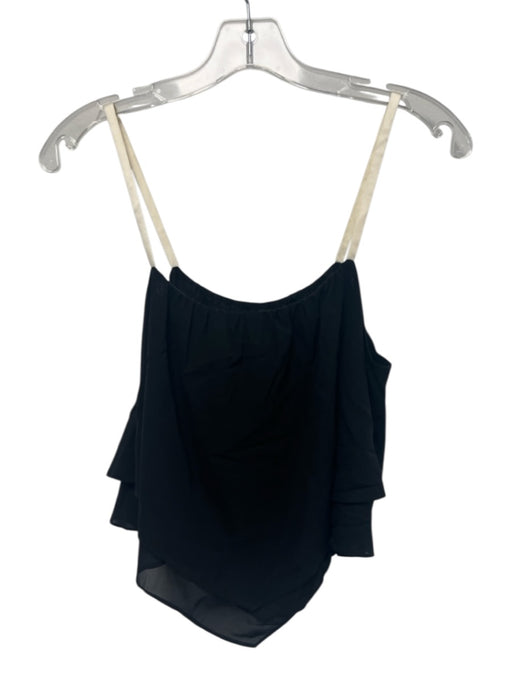 Alice + Olivia Size S Black & Cream White Silk Blend Spaghetti Strap Flowy Top Black & Cream White / S