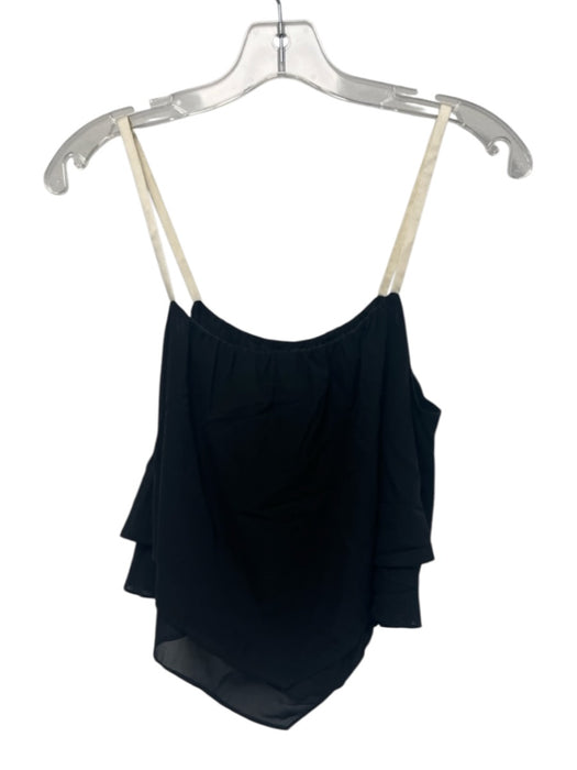 Alice + Olivia Size S Black & Cream White Silk Blend Spaghetti Strap Flowy Top Black & Cream White / S