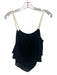 Alice + Olivia Size S Black & Cream White Silk Blend Spaghetti Strap Flowy Top Black & Cream White / S