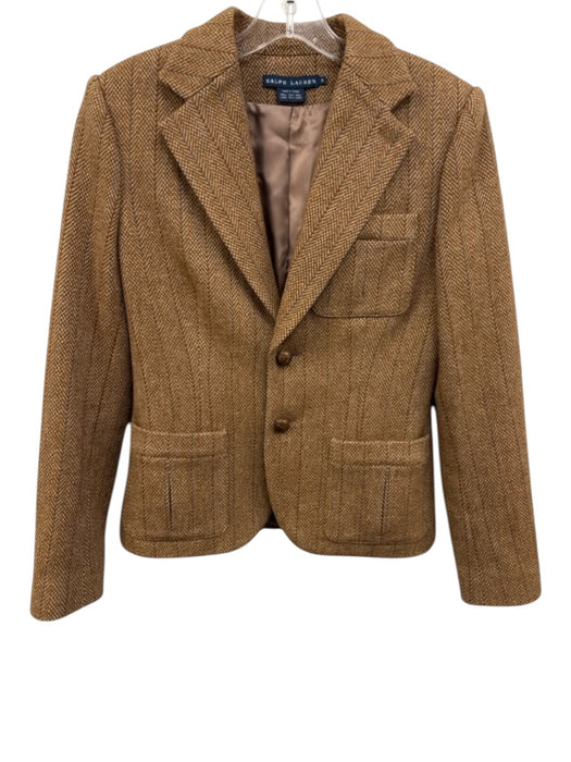 Ralph Lauren Size 6 Beige & Multi Wool Knit Blazer 2 Button Jacket Beige & Multi / 6