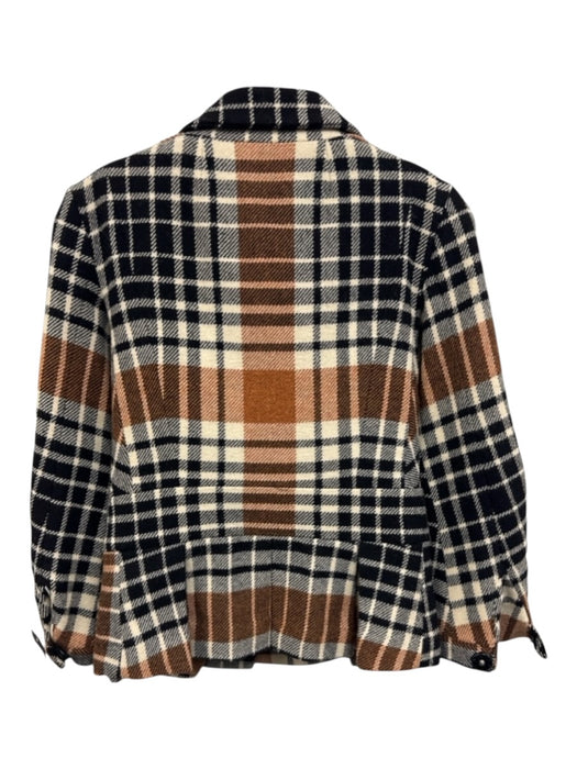 L.A.M.B. Size 4 Black, Brown, White Wool Plaid Blazer Zip Up Color Block Jacket Black, Brown, White / 4
