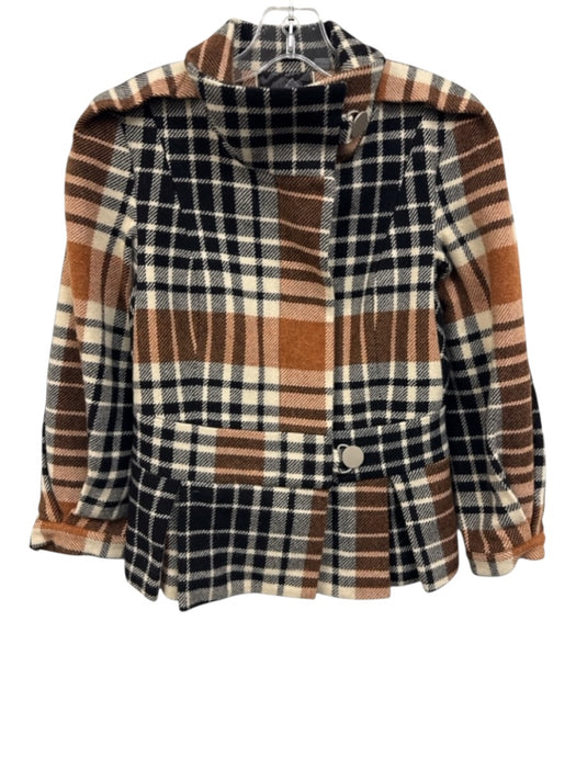 L.A.M.B. Size 4 Black, Brown, White Wool Plaid Blazer Zip Up Color Block Jacket Black, Brown, White / 4