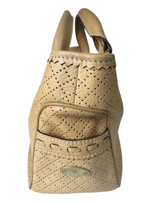 Celine Tan Leather Perforated Top Handles Bag Tan