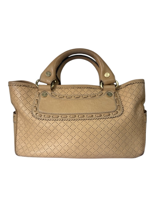 Celine Tan Leather Perforated Top Handles Bag Tan