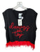 Queen of Sparkles Size M Red & Black Cotton Blend Feathers UGA Sleeveless Top Red & Black / M