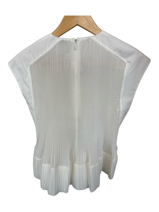 Tibi Size 00 White Polyester Blend Cap Sleeve Accordion Back Zip Top White / 00