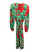 Farm Rio Size M Green, Red & Multi Long Balloon Sleeve Birds & Leaves Dress Green, Red & Multi / M