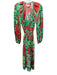 Farm Rio Size M Green, Red & Multi Long Balloon Sleeve Birds & Leaves Dress Green, Red & Multi / M