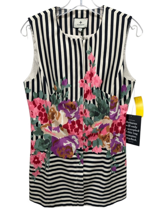 Tuckernuck Size 6 Black, Cream & Multi Polyester Sleeveless Stripes Floral Dress Black, Cream & Multi / 6