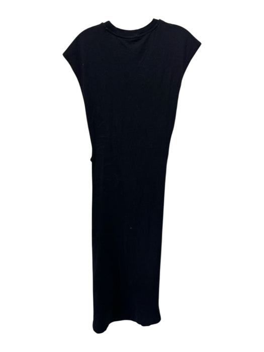 Daily Practice Size XXS Black Cotton Sleeveless Crew Neck Waist tie Maxi Dress Black / XXS
