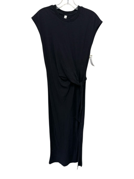 Daily Practice Size XXS Black Cotton Sleeveless Crew Neck Waist tie Maxi Dress Black / XXS
