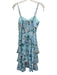 Yumi Kim Size S Light Blue, Green & Multi Polyester Spaghetti Strap Floral Dress Light Blue, Green & Multi / S