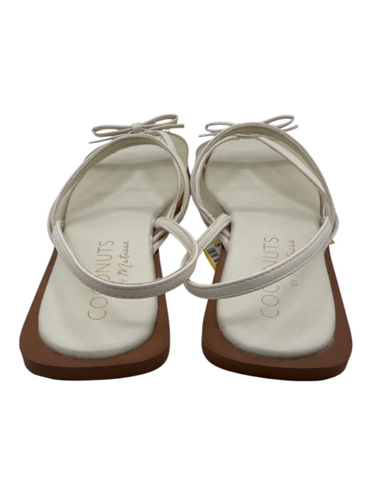 Coconuts Shoe Size 9 Cream Mesh Faux Leather Square Toe Bow sling back Sandals Cream / 9