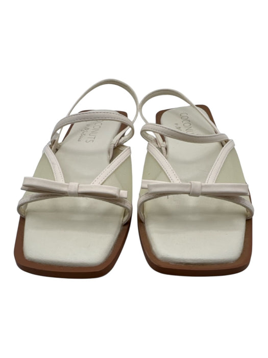 Coconuts Shoe Size 9 Cream Mesh Faux Leather Square Toe Bow sling back Sandals Cream / 9