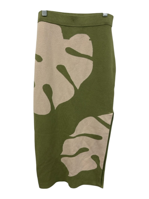 Celandine Size XS Sage Green & White Viscose & Nylon Elastic Waist Skirt Set Sage Green & White / XS