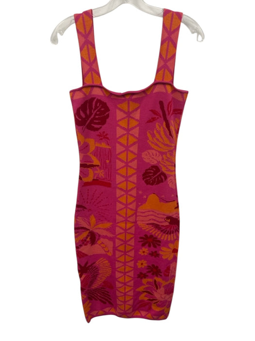 Farm Rio Size S Pink & Orange Viscose & Polyester Sleeveless Knit Midi Dress Pink & Orange / S