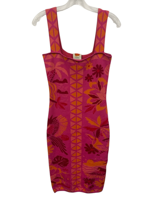 Farm Rio Size S Pink & Orange Viscose & Polyester Sleeveless Knit Midi Dress Pink & Orange / S