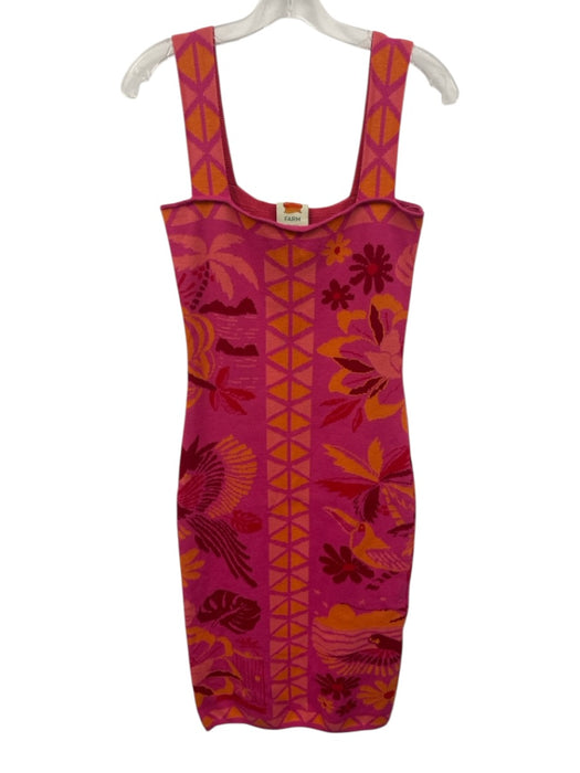 Farm Rio Size S Pink & Orange Viscose & Polyester Sleeveless Knit Midi Dress Pink & Orange / S