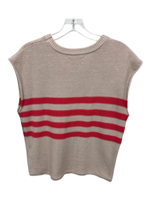 Evereve Size S Beige & Red Cotton Striped Sleeveless Knit Top Beige & Red / S