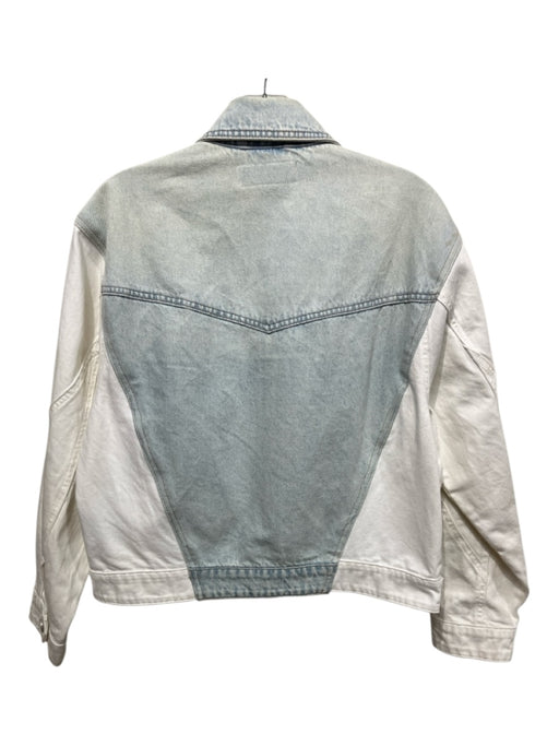 Blank NYC Size M Light Wash & White Cotton Denim Button Up Front Pockets Jacket Light Wash & White / M
