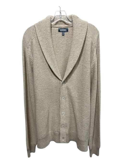 Bonobos Size XL Beige & White Cotton Button Up Long Sleeve Cardigan Beige & White / XL