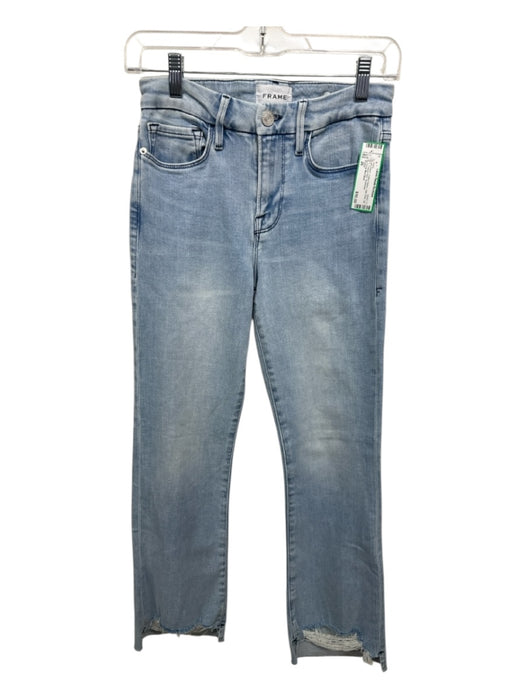 Frame Size 26 Light Wash Cotton Denim High Rise Zip Fly Frayed Hem Jeans Light Wash / 26