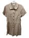 Gianni Bini Size M Beige Linen Blend Collared Short Sleeve Elastic Waist Romper Beige / M