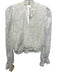 Anthropologie Size S White Polyester Surplice Long Sleeve Floral Tie Back Top White / S