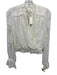 Anthropologie Size S White Polyester Surplice Long Sleeve Floral Tie Back Top White / S