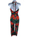 Mango Size M Red, Green & Black Viscose Halter Floral Back Zip Straight Jumpsuit Red, Green & Black / M