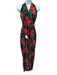 Mango Size M Red, Green & Black Viscose Halter Floral Back Zip Straight Jumpsuit Red, Green & Black / M