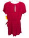 Anthropologie Size S Red Viscose Short Sleeve Circle Embroidery Surplice Romper Red / S