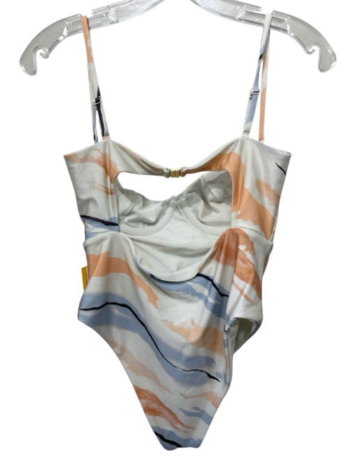 Revel Rey Size M Light Gray, Blue & Orange Nylon Blend Bra Top swimwear Light Gray, Blue & Orange / M