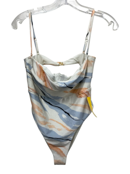Revel Rey Size M Light Gray, Blue & Orange Nylon Blend Bra Top swimwear Light Gray, Blue & Orange / M