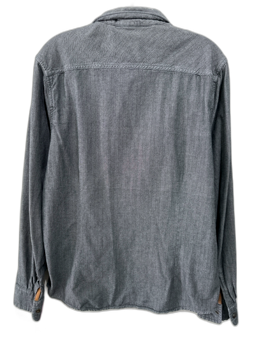 Scotch & Soda Size L Gray Cotton Herringbone Button up Men's Long Sleeve Shirt Gray / L